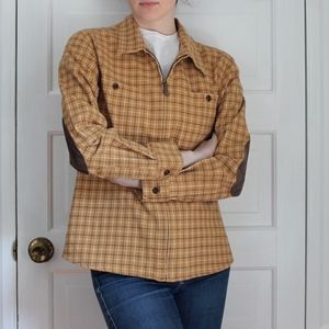 Denim & Co Elbow Patch Zip Flannel